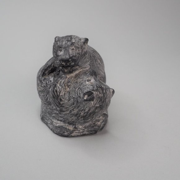 Small Bear Cubs & Beaver Soap Stone Sculptures - Picture 8 of 12